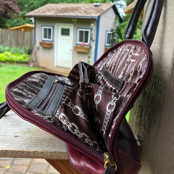 Tignanello satchel bag front weave leather wide zip open, red - Picture 4 of 6